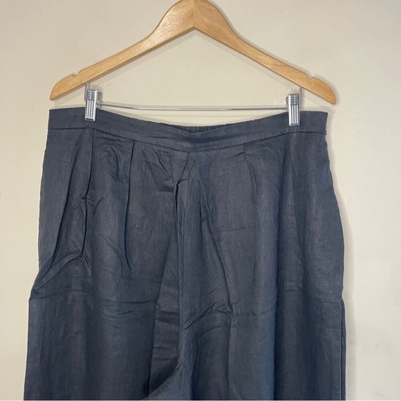 NWT ANTHROPOLOGIE Black Wide Leg Cropped Linen Pant, XL - Picture 4 of 10